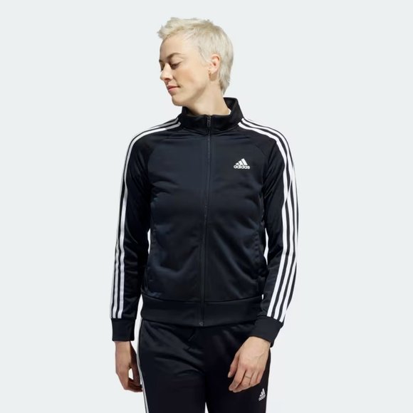 Adidas Women's M Slim Fit Warm-Up 3-Stripes Athletic Track Jacket Full Zip NEW - Picture 2 of 15